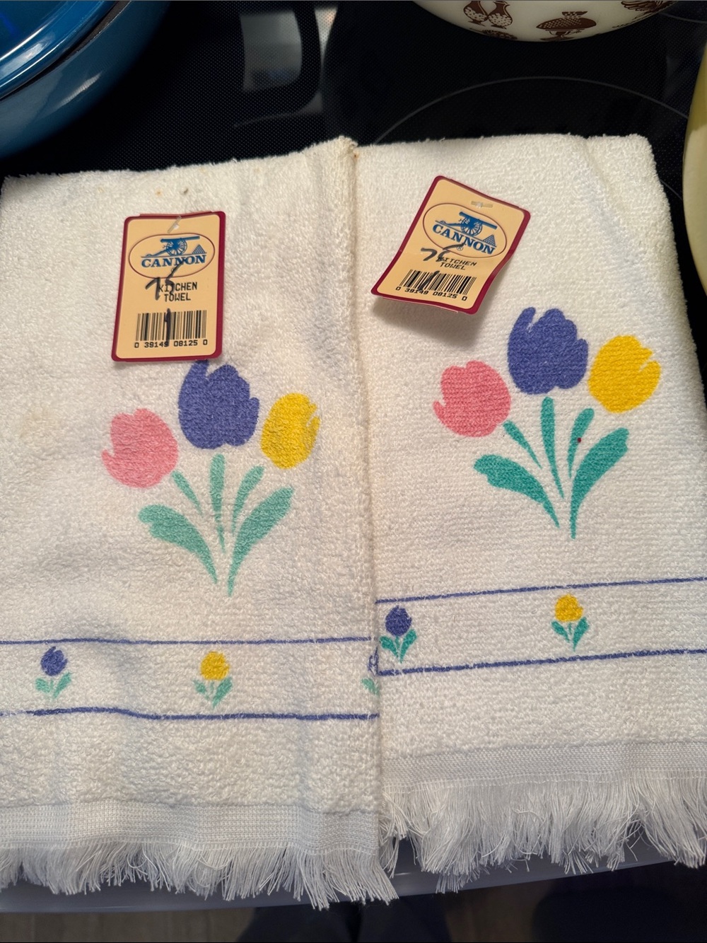 Canon White Hand Towels with Pink, Purple, Yellow Floral Tulips